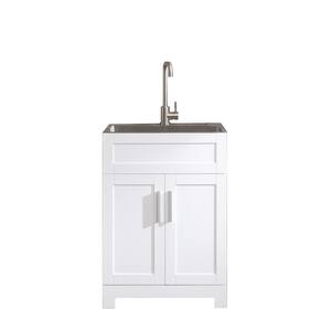 24 in. x 18 in. Stainless Steel Paint Free Laundry Tub Cabinet with stainless steel wash sink/faucet/drain head