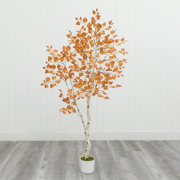 5.9 ft. Artificial Birch Tree in White Pot