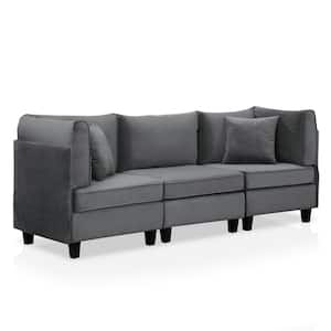 Mogule 90 in. Round Arm Fabric Straight Small Sofa in Gray
