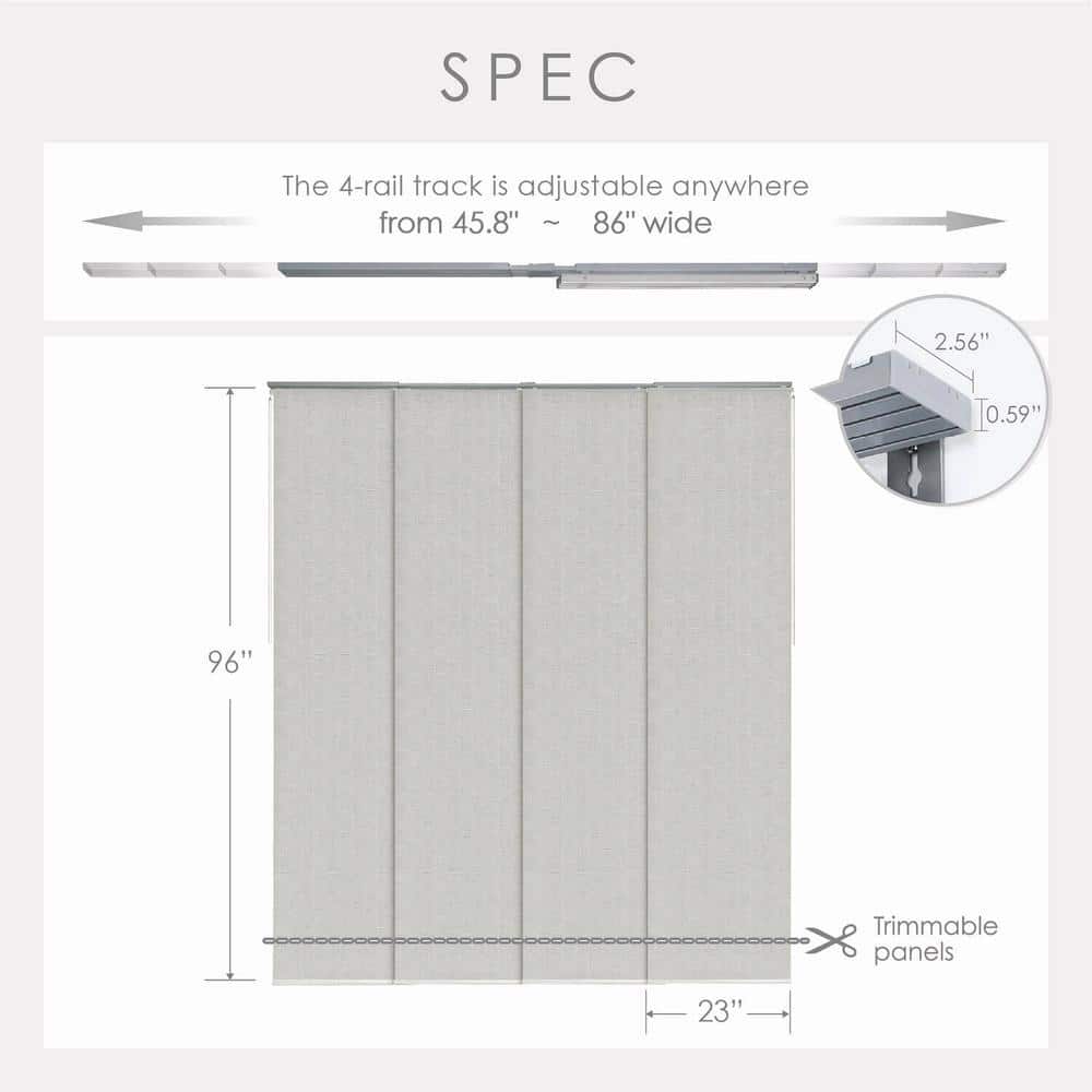 Bishop Adjustable Gray Fabric Sliding Panel Track Blinds