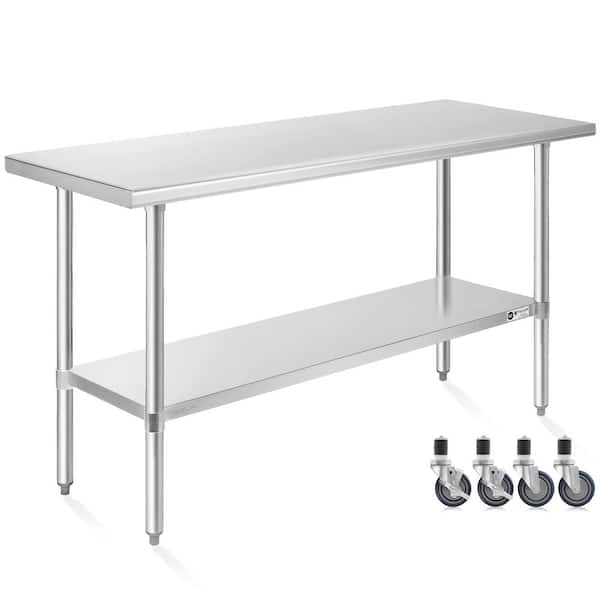 24 in. x 60 in. Stainless Steel Kitchen Prep Table with Bottom Shelf ...
