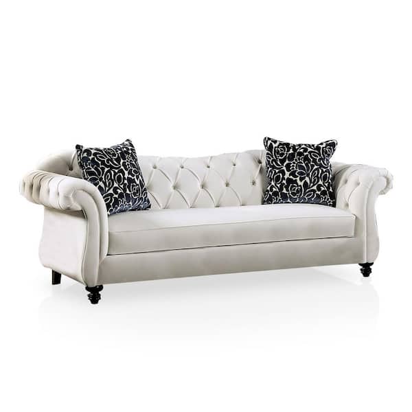 Furniture of America Goddart 68 in. Gray Polyester 2-Seats Loveseats with Pillows