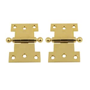 2-1/2 in. x 4 in. Solid Brass Parliament Hinge with Ball Finials in Polished Brass No Lacquer (1-Pair)