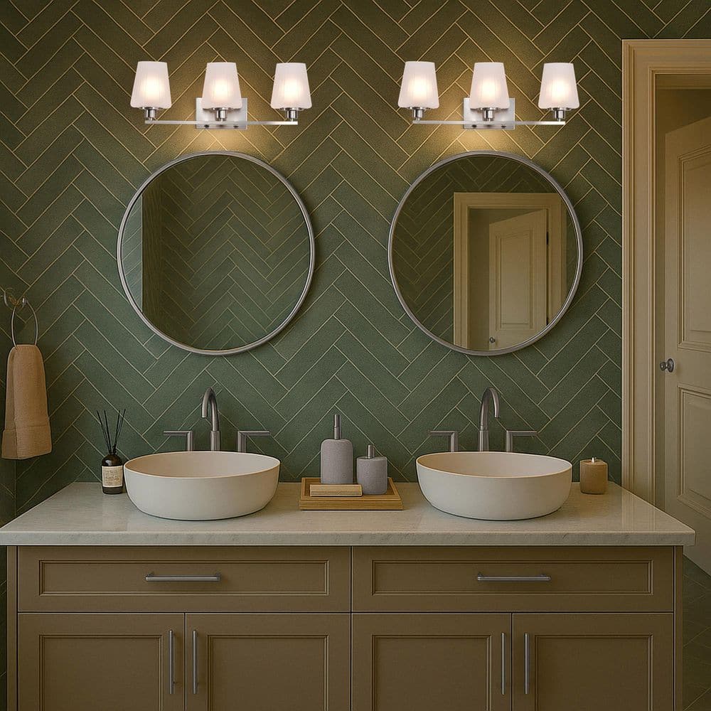 Lune 24 in. 3-Light Brushed Nickel Vanity Light with Etched White Glass Shade price history on PriceWatchPro