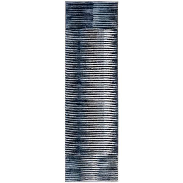 Galaxy 2 ft. x 6 ft. Blue/Navy Abstract Runner Rug