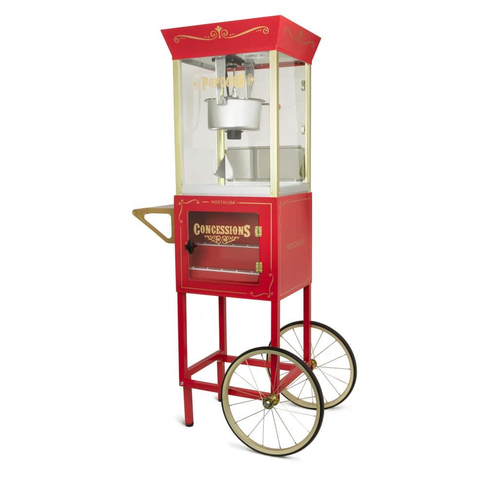 Nostalgia NKPCRT10RD Vintage 10 oz Commercial Popcorn Cart Red - 59 in. Tall