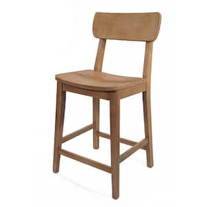 Torino 39 in. H Barnwood Wire - Brush Open Back Wood 24 in. Bar Stool with Wood Seat