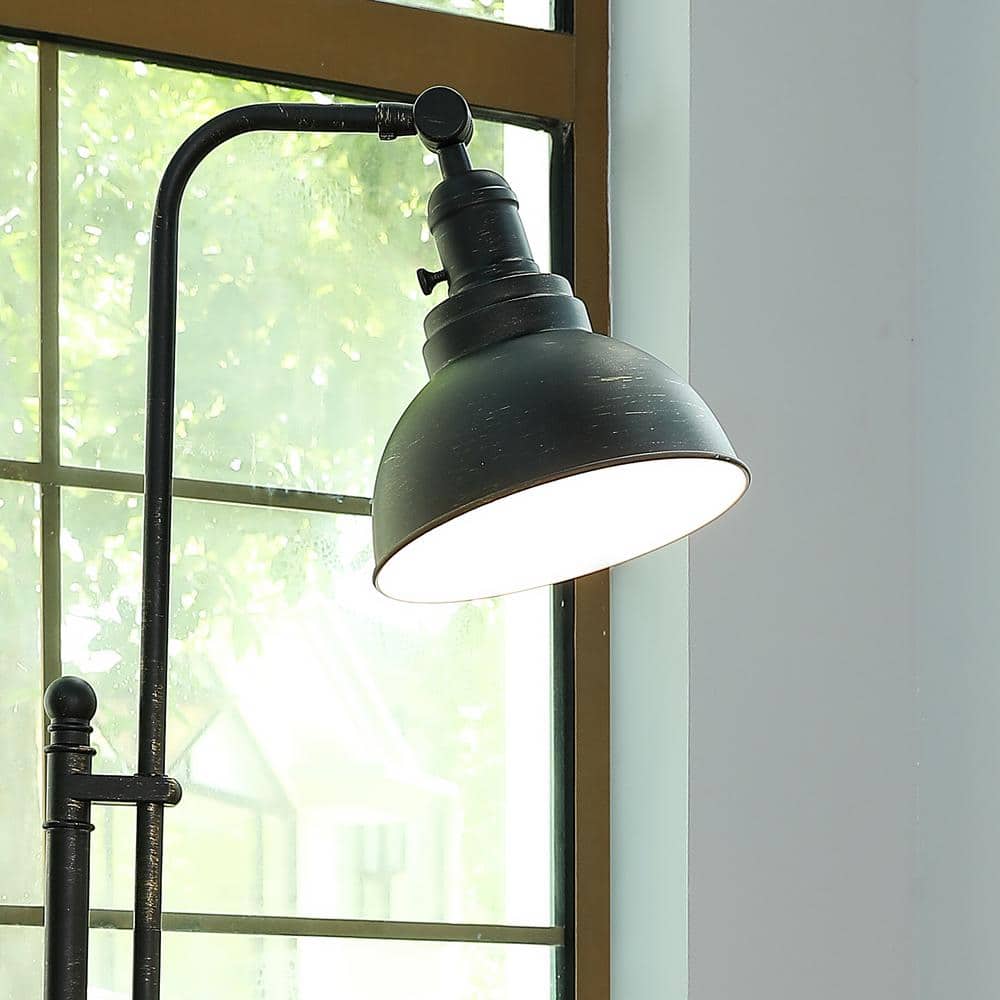 Adjustable Aged Bronze Industrial Floor Lamp with Metal Shade