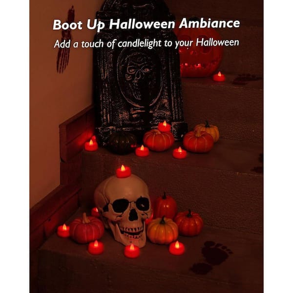 24-Pack Red LED Flameless Tea Candles: Battery Operated, Realistic