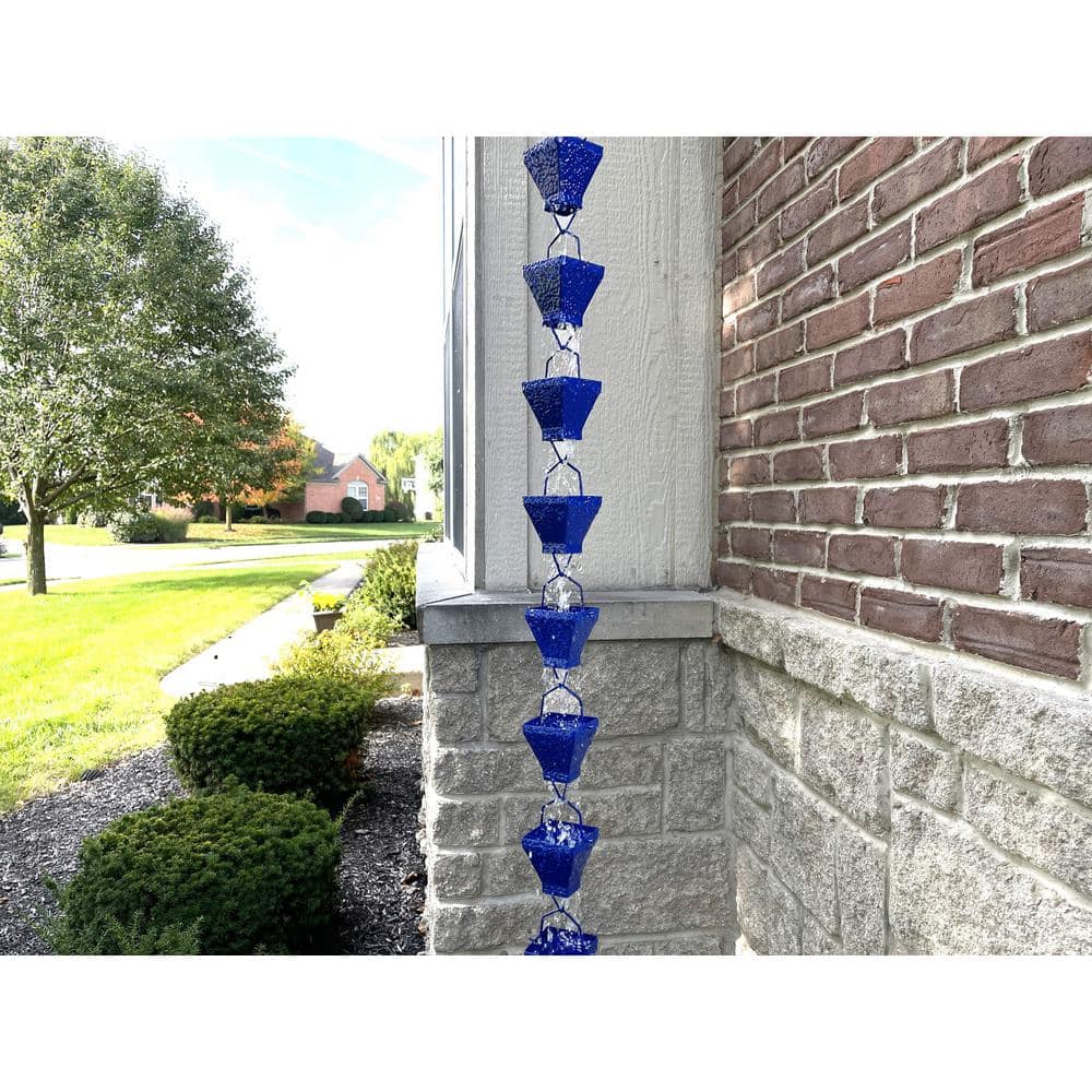 8.5 FT Blue Powder Coated Metal Rain Chain