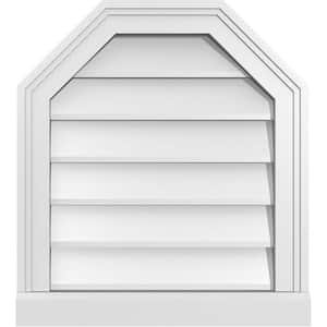 18 in. x 20 in. Octagonal Top Surface Mount PVC Gable Vent: Decorative with Brickmould Sill Frame