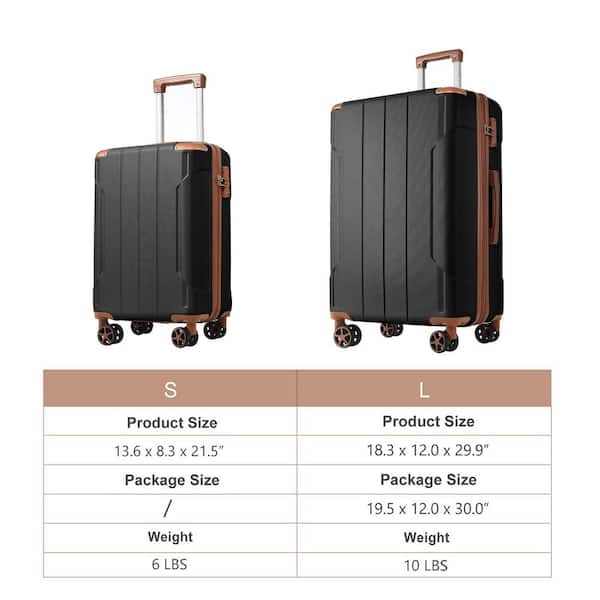 Merax Lightweight 2-Piece Black Brown Expandable (Only 28 in.) ABS