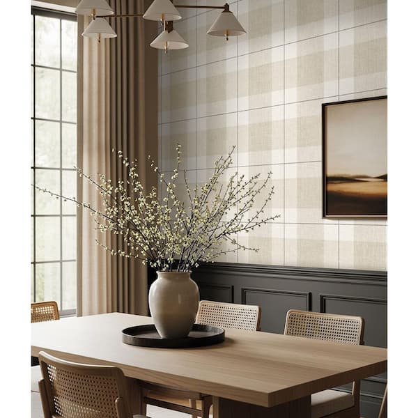 GALEY ALIX 30.75 sq. ft. Linen Field the Langley Plaid Vinyl Peel