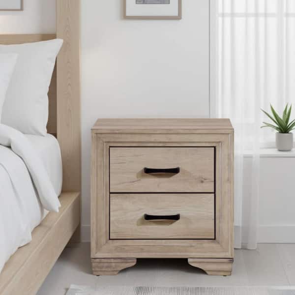 Benjara Brown 2-Drawer 16 in. Nightstand