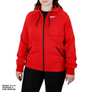 Women's Medium M12 12-Volt Lithium-Ion Cordless Red Heated Jacket Hoodie Kit with (1) 2.0Ah Battery and Charger