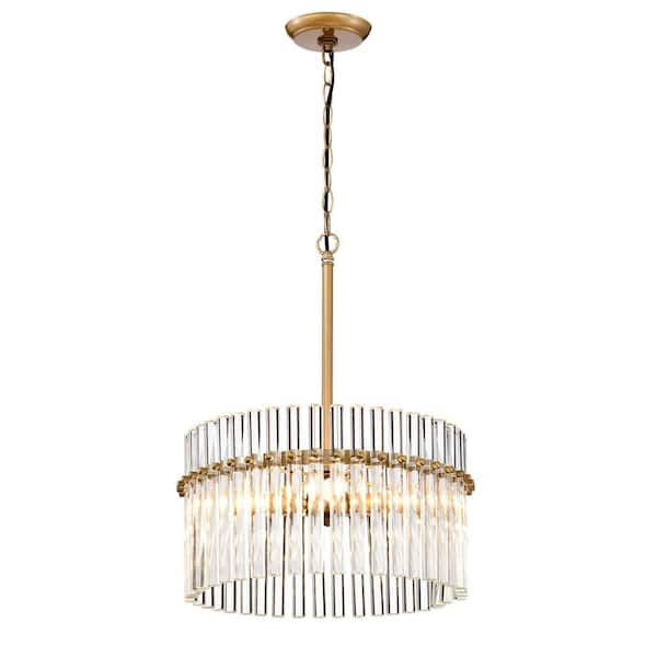 Jojospring Hebe 16.1 in Dia 4Light Brushed Brass Crystal