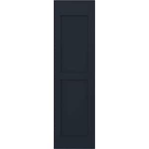 18 in. W x 49 in. H Americraft 2-Equal Flat Panel Exterior Real Wood Shutters Pair in Starless Night Blue