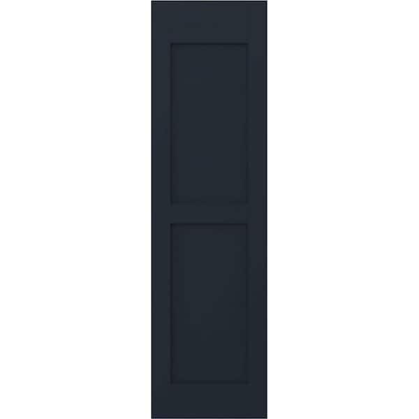 Ekena Millwork 18 in. W x 72 in. H Americraft 2 Equal Flat Panel Exterior Real Wood Shutters (Per Pair) in Starless Night Blue
