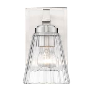Lyna 5 in. 1 Light Brushed Nickel Wall Sconce Light with Clear Glass Shade with No Bulbs Included