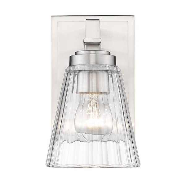 Unbranded Lyna 5 in. 1 Light Brushed Nickel Wall Sconce Light with Clear Glass Shade with No Bulbs Included