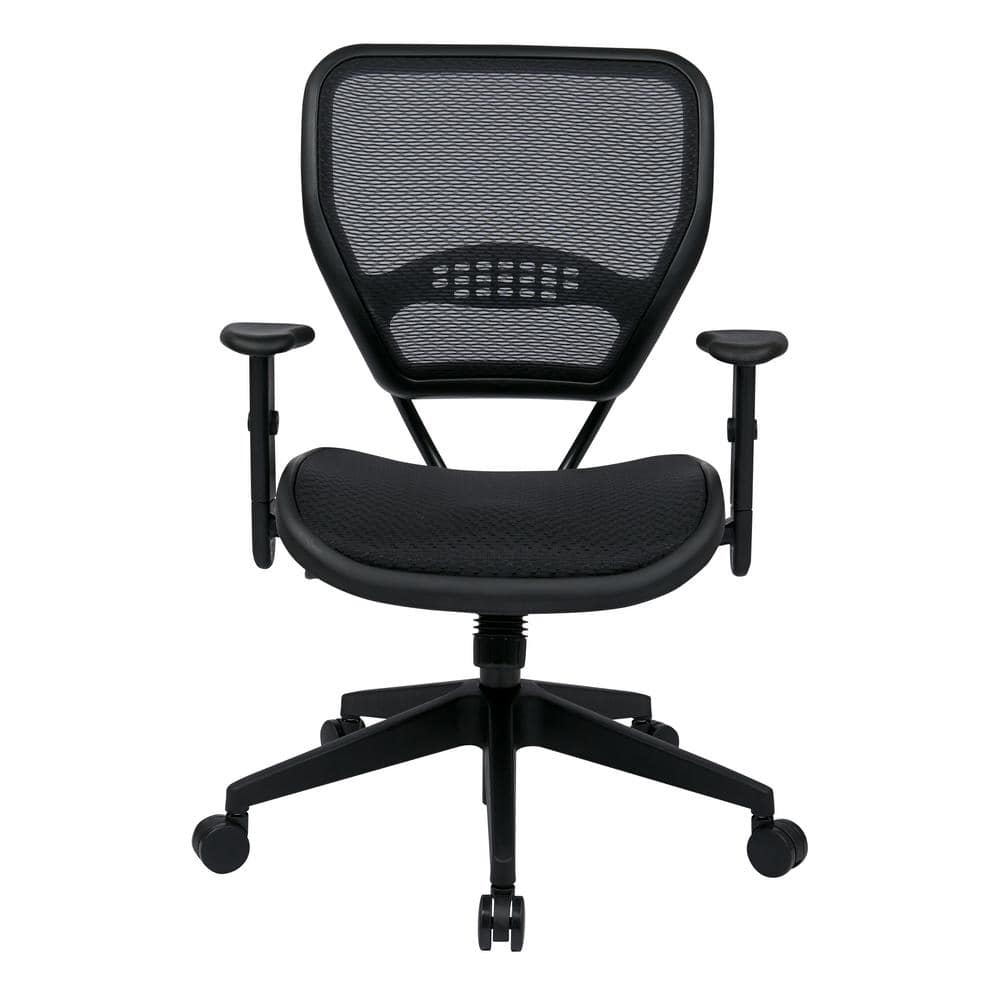 Black Mesh and Leather Adjustable Task Chair with Armrests