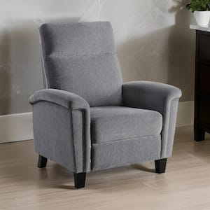 Light Gray Chenille Push Back Manual Recliner with Solid Wood