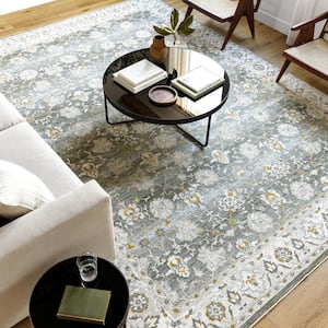 Dresden 10 ft. x 14 ft. Gray Oriental Indoor Area Rug