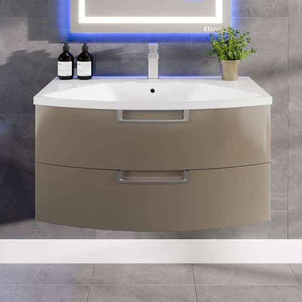 Lola 40 in. Single Sink Floating Cedar Espresso Bath Vanity with White Acrylic Top (Assembled)