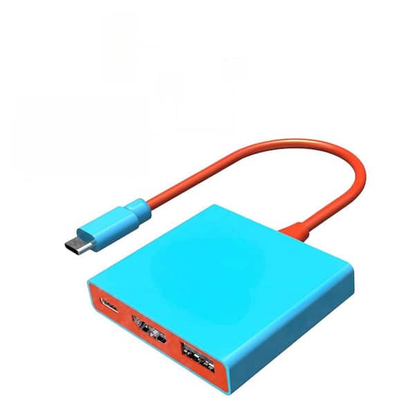 phyfalip Portable Dock Switch Docking Station Support 4K/60HZ with HDMI2. 0 USB3. 0 Port in Blue