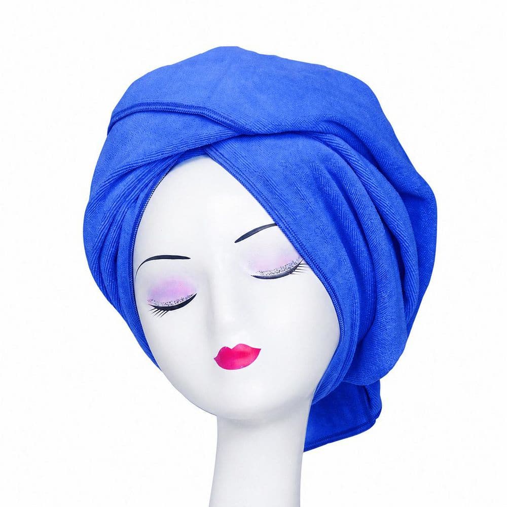 Blue Microfiber Hair Towel Wrap for Curly Hair, Extra-Large 47 in. x 23.6 in., Super Absorbent
