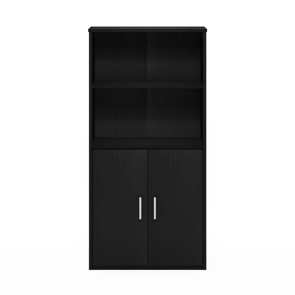 Adjustable Black Oak Storage Cabinet with Doors