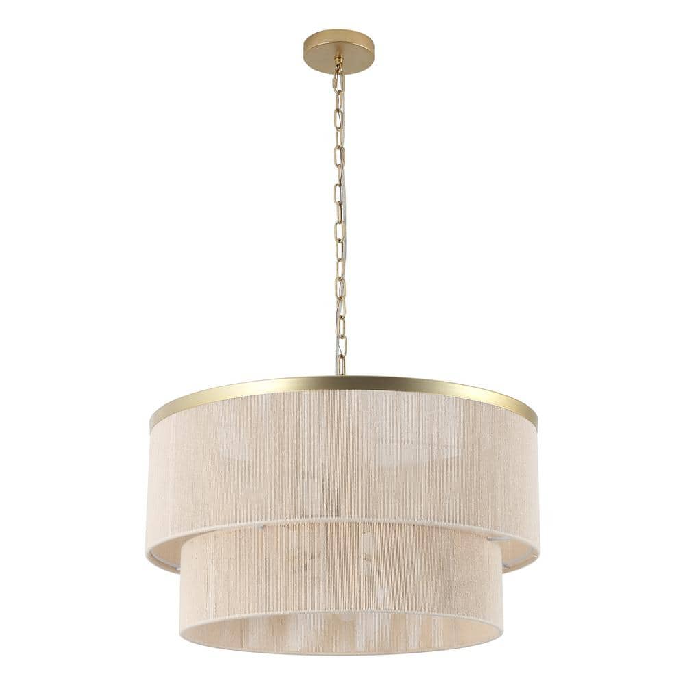 23.8 in. 6-Light Beige Hand Woven Drum Chandelier price history on PriceWatchPro