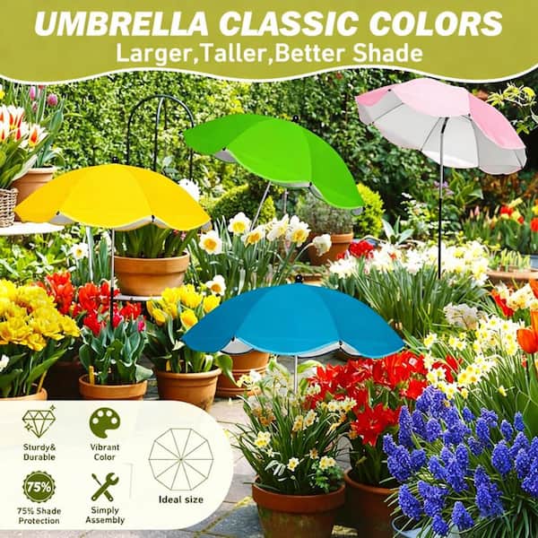 Unbranded 43.3in. 3 ft. Market Tilt Half Patio Umbrella in Multi-Color  Plant Shade Umbrella for Outdoor Garden Potted Plants 4Pack JL0415-5