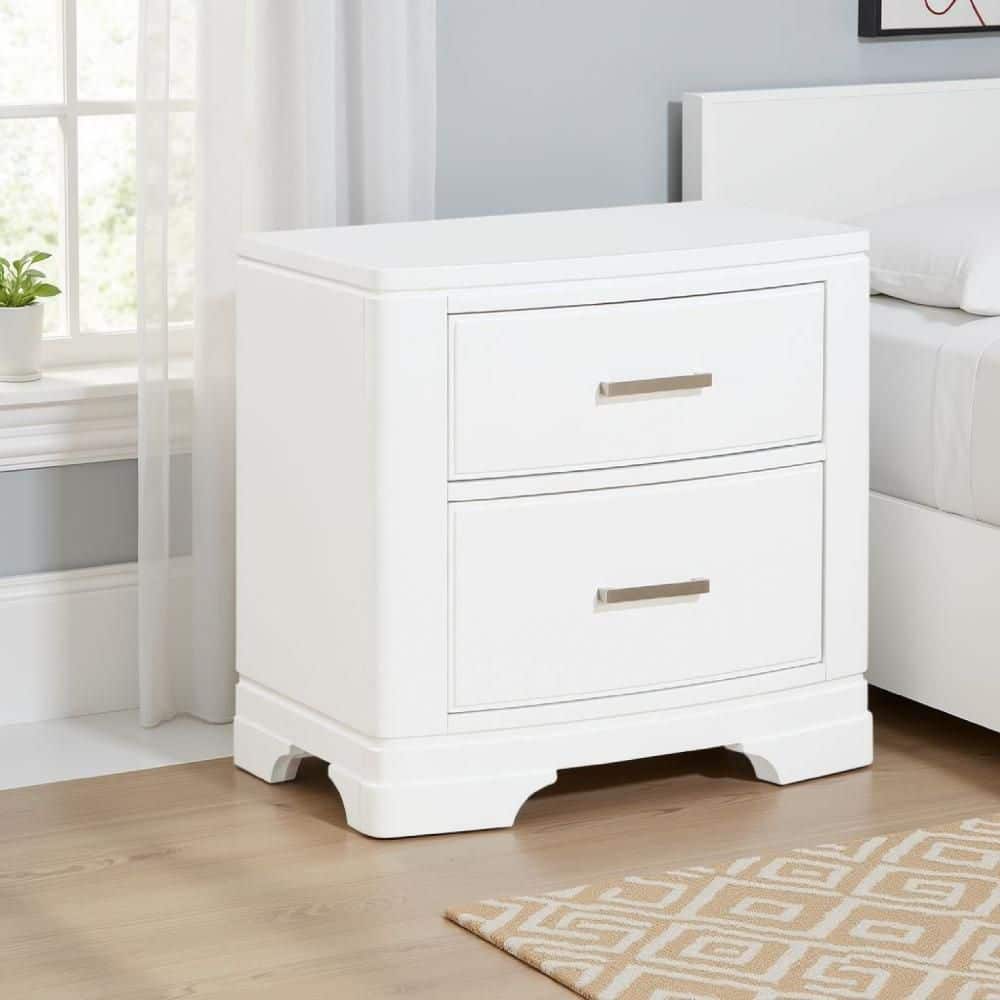Hudy White and Chrome 2-Drawer 17 in. W Nightstand price history on PriceWatchPro
