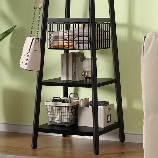 VECELO Black Industrial Coat Rack Freestanding, Clothes Stand with