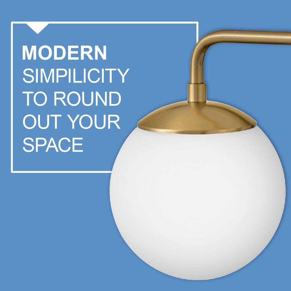 Lacquered Brass 2-Light Vanity with Etched Opal Glass Shades