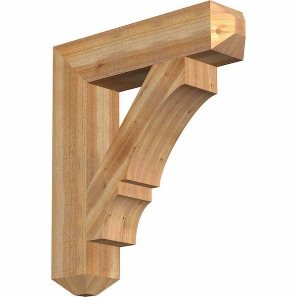 Ekena Millwork 6 in. x 32 in. x 28 in. Western Red Cedar Balboa Craftsman Rough Sawn Bracket