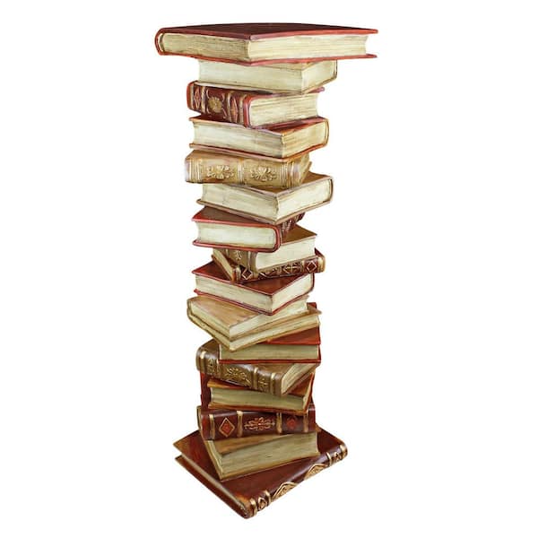 Design Toscano Power of Books 39 in. H Multi-Colored Polyresin Sculptural Pedestal Column