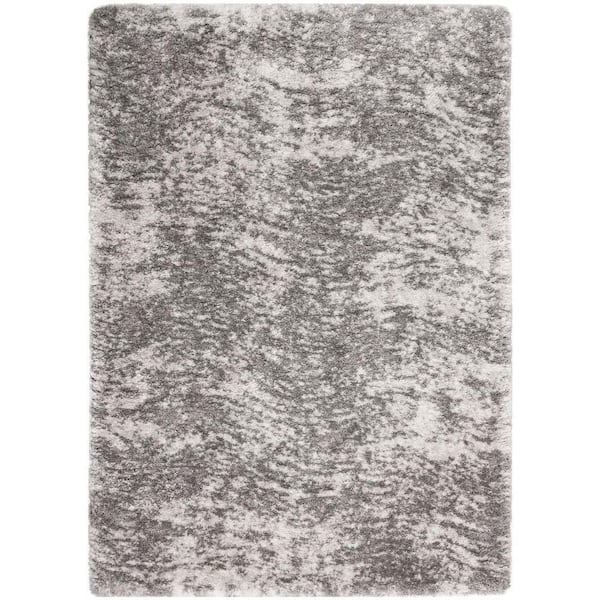 Luxurious Shag Charcoal Grey 5 ft. x 7 ft. Abstract Contemporary Area Rug