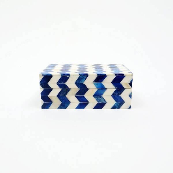 ✨Beautiful Blue 4 in. x 2.5 in. Bone & MDF Decorative Storage Box