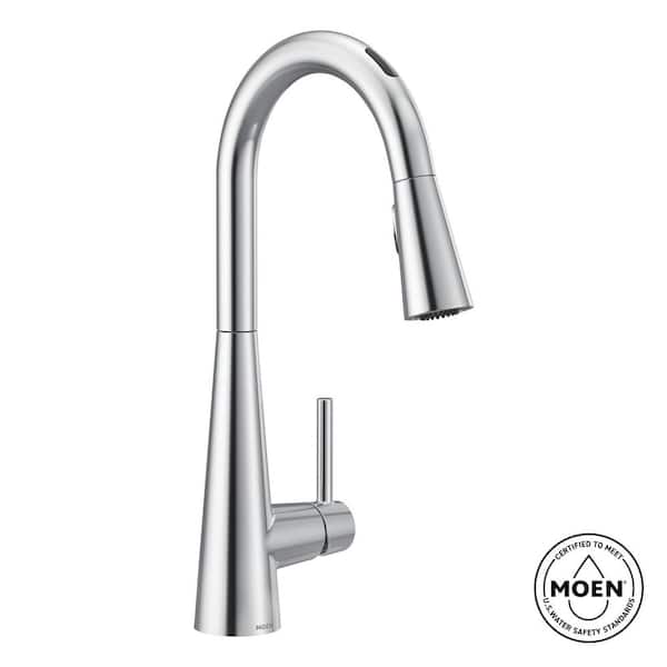 Sleek Single-Handle Smart Touchless Pull Down Sprayer Kitchen Faucet with Voice Control and Power Clean in Chrome