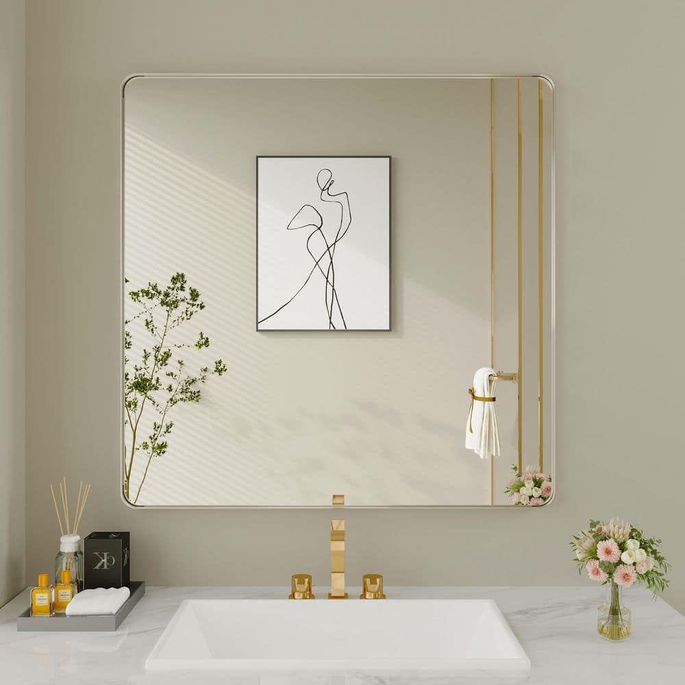 36 in. W x 36 in. H Large Rectangular Framed Wall Mounted Bathroom Vanity Mirror in Brushed Nickel price history on PriceWatchPro