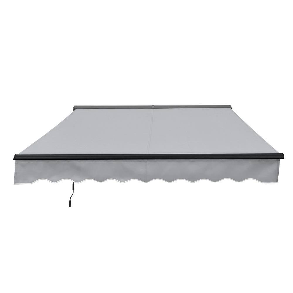 Gray Motorized Retractable Patio Awning with LED Lights, 12 x 10 ft