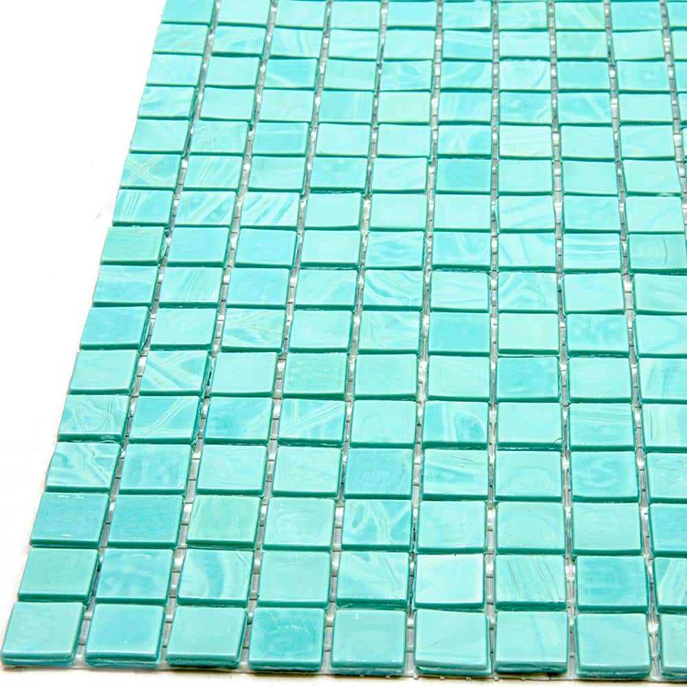Mint Green Glass Mosaic Wall and Floor Tile, 11.6" x 11.6"