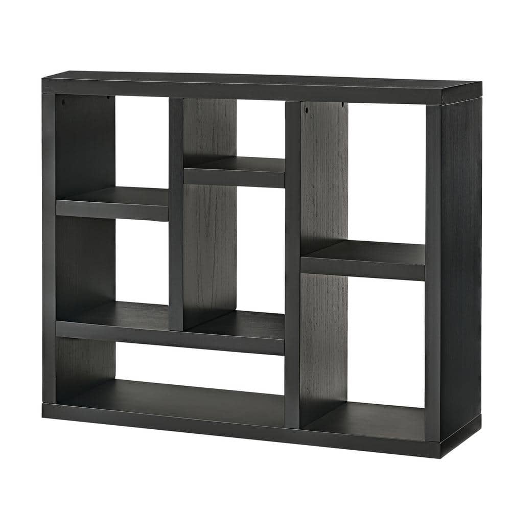 43.25 in. W x 13.75 in. D x 35.75 in. H Black Linen Cabinet Bookcase with 7