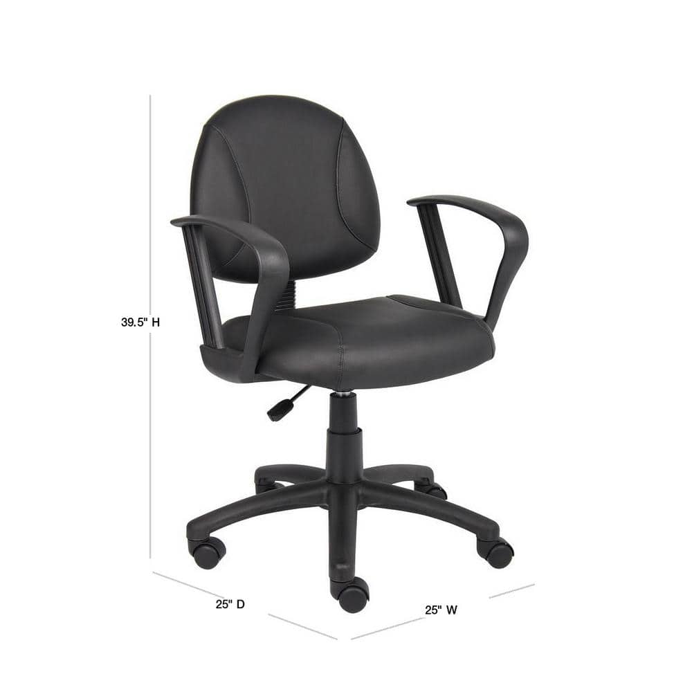 Black LeatherPlus Ergonomic Task Chair with Fixed Arms