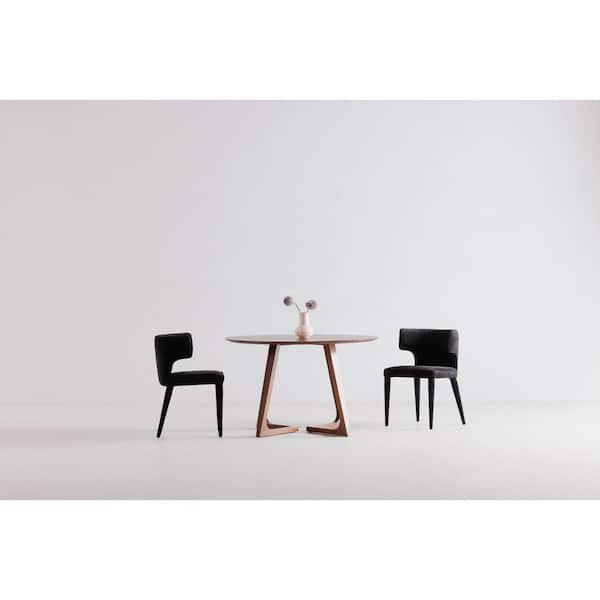 Carina Mid-Century Modern Brown Solid Walnut Wood 47 in. Trestle Base Round Dining Table, (Seats-6)