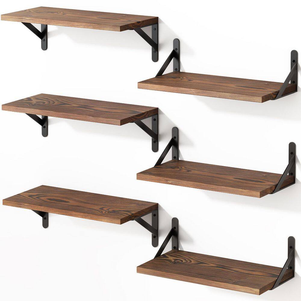16.5 in W x 6.1 in D Brown Decorative Wall Shelf for Bedroom, Living Room and Kitchen Decor Set of 6 price history on PriceWatchPro