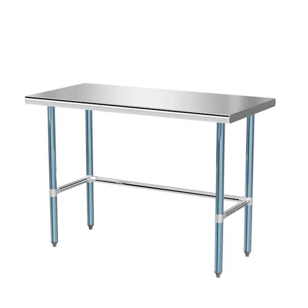 Silver Stainless Steel 48 in. Open Base Stainless Steel Table