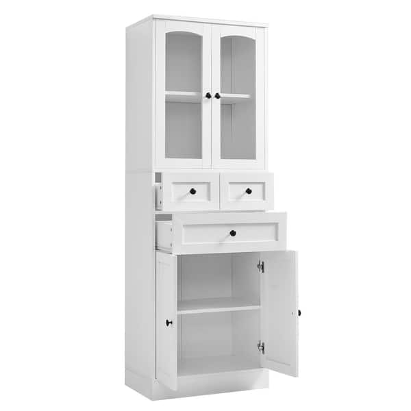 COWLOWN 23 in. W x 14.3 in. D x 66.9 in. H Bathroom White Linen Cabinet